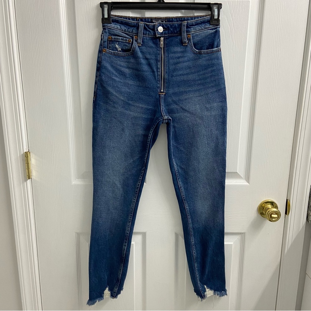 Abercrombie & Fitch Jeans Womens 26 Simone High Rise Slim Raw Hem Exposed Zipper